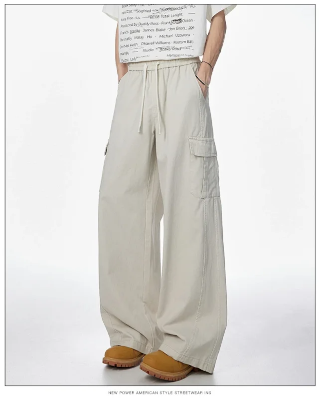 Unisex Vintage Cotton Cargo Pants Detail