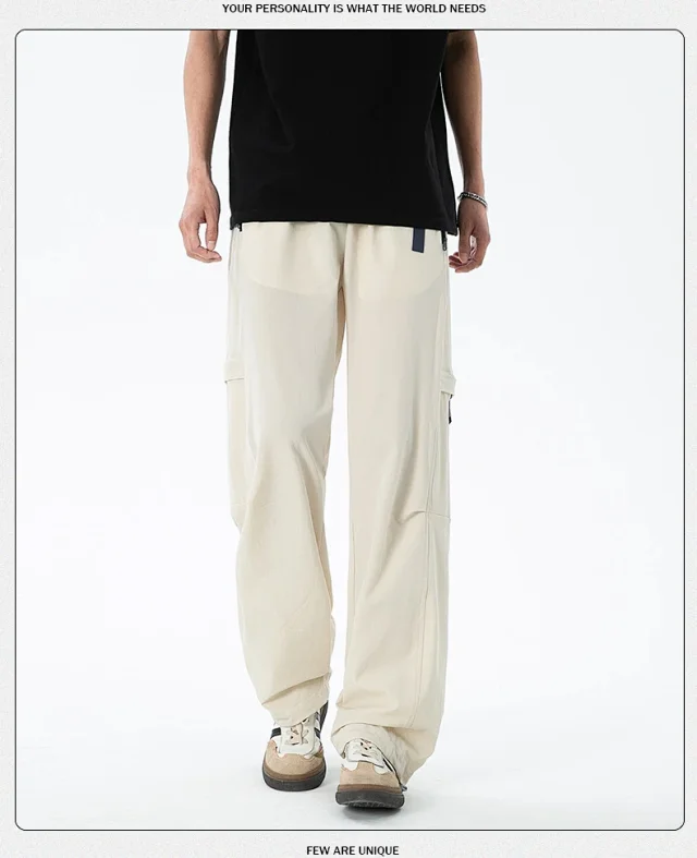 Unisex 2025 Summer Thin Loose Straight Cargo Pants Detail