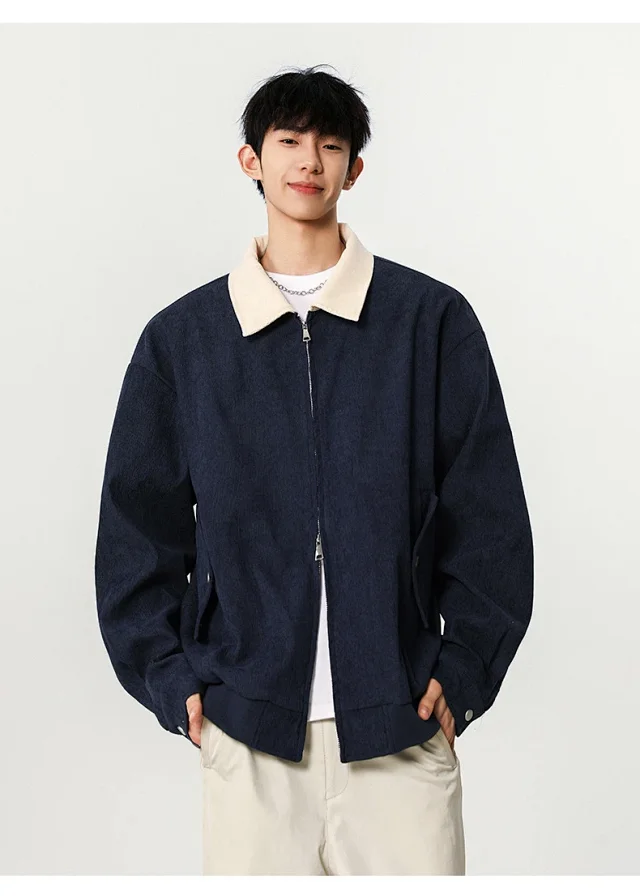 Autumn Retro Bomber Jacket for Couples Detail