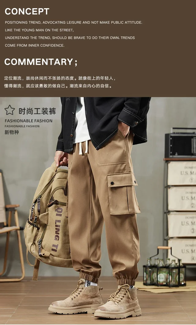 Men's Retro Cargo Joggers Detail