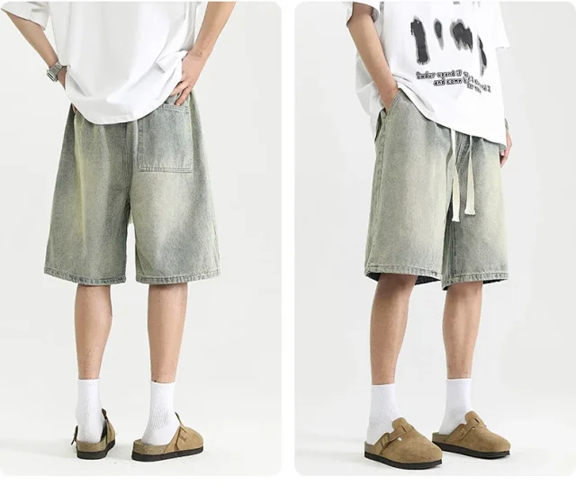 Men's Denim Shorts 2025 High Street Yellow Detail