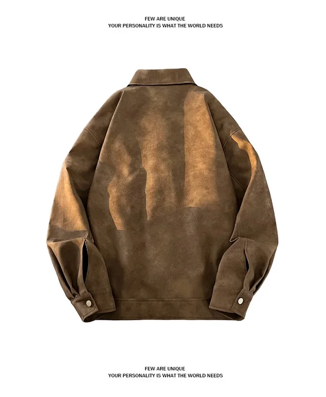 2025 Spring Tie-Dye PU Biker Jacket Detail