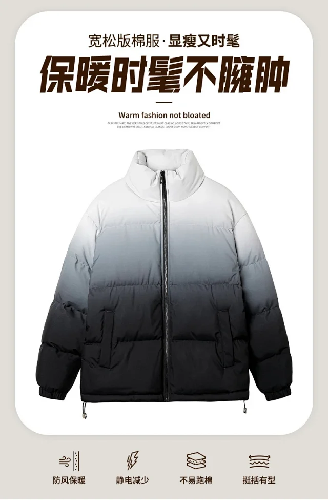 Gradient Stand-collar Men's Cotton Jacket 2025 Detail