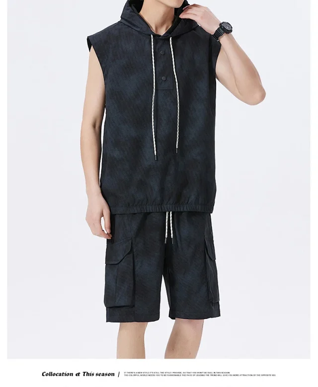 Men's Summer Sportswear Set with Vest & Shorts Detail