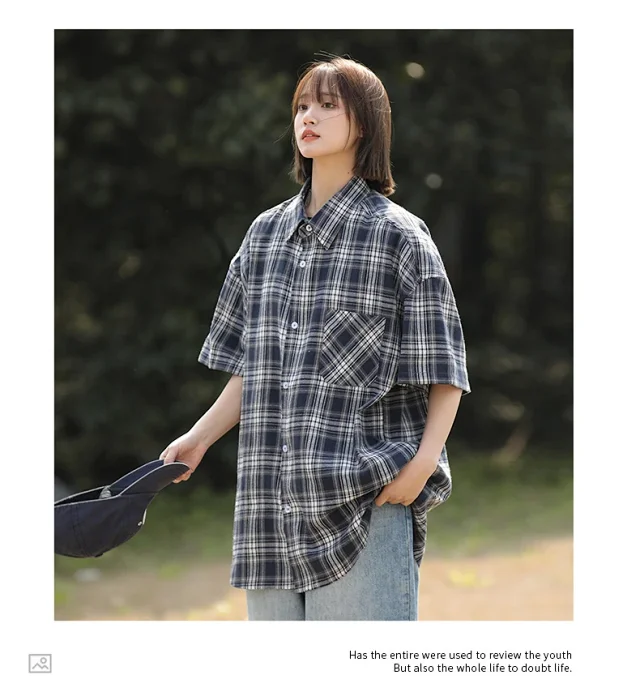 Vintage Plaid Short-sleeve Shirt Detail