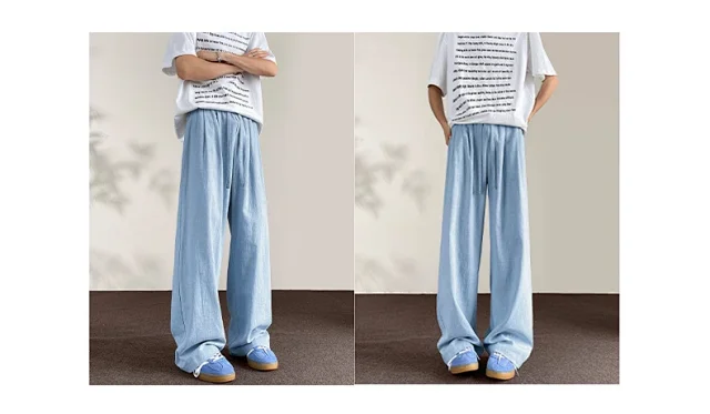 Men's Linen Retro Wide - leg Pants Detail