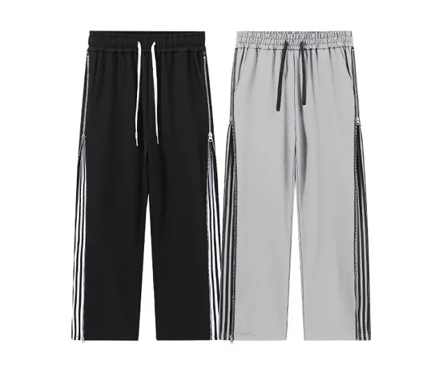Men's Trendy Sporty Wide - Leg Stripe Sweatpants Detail