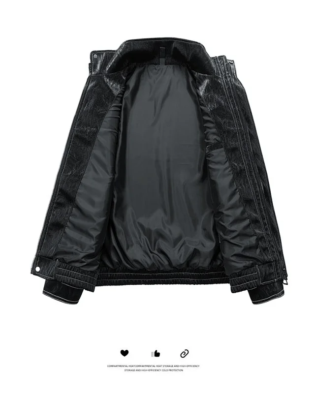 Autumn Streetwear Biker Jacket Detail