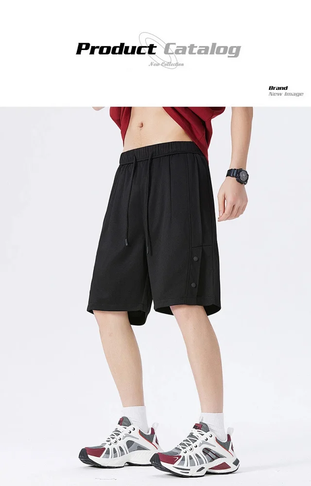 American Trendy Brand Snap Button Shorts for Men - Summer 2025 New Detail