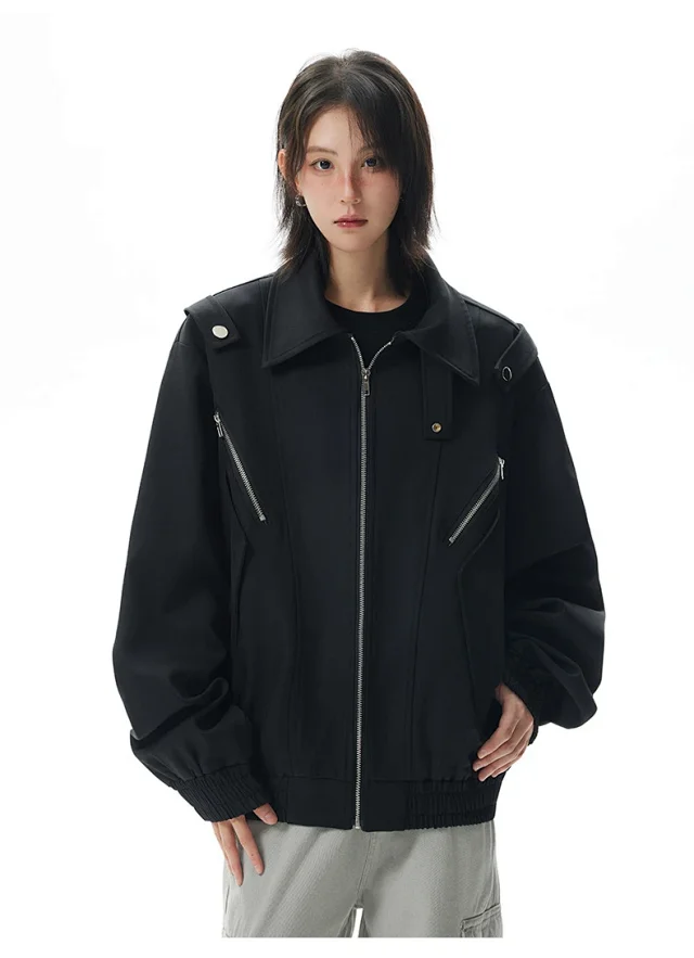 Men's Retro Flight Jacket with Zip Design Detail