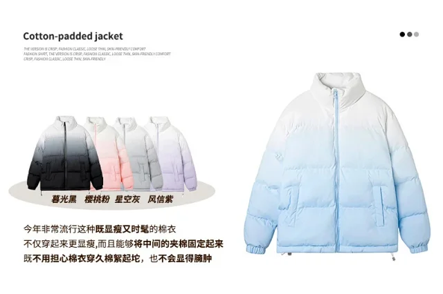 Gradient Stand-collar Men's Cotton Jacket 2025 Detail