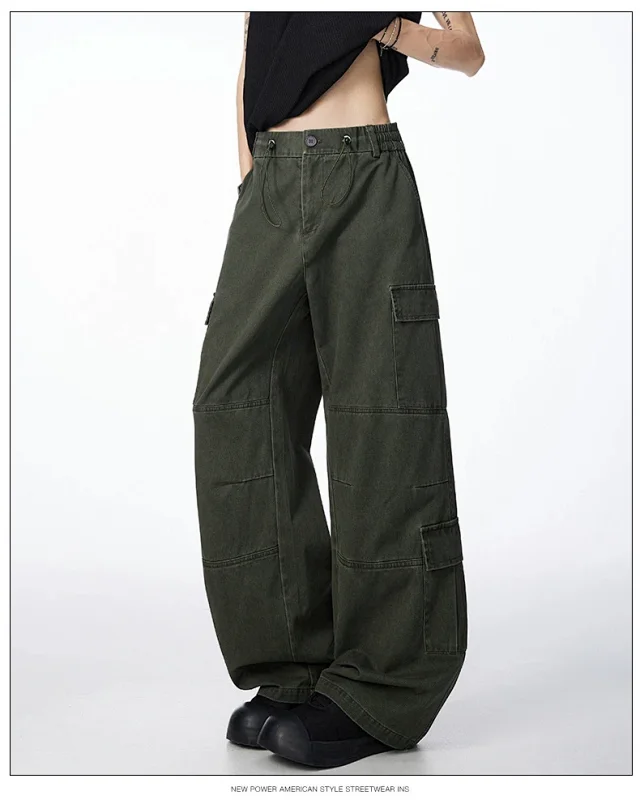 Unisex Retro Cotton Cargo Pants Detail