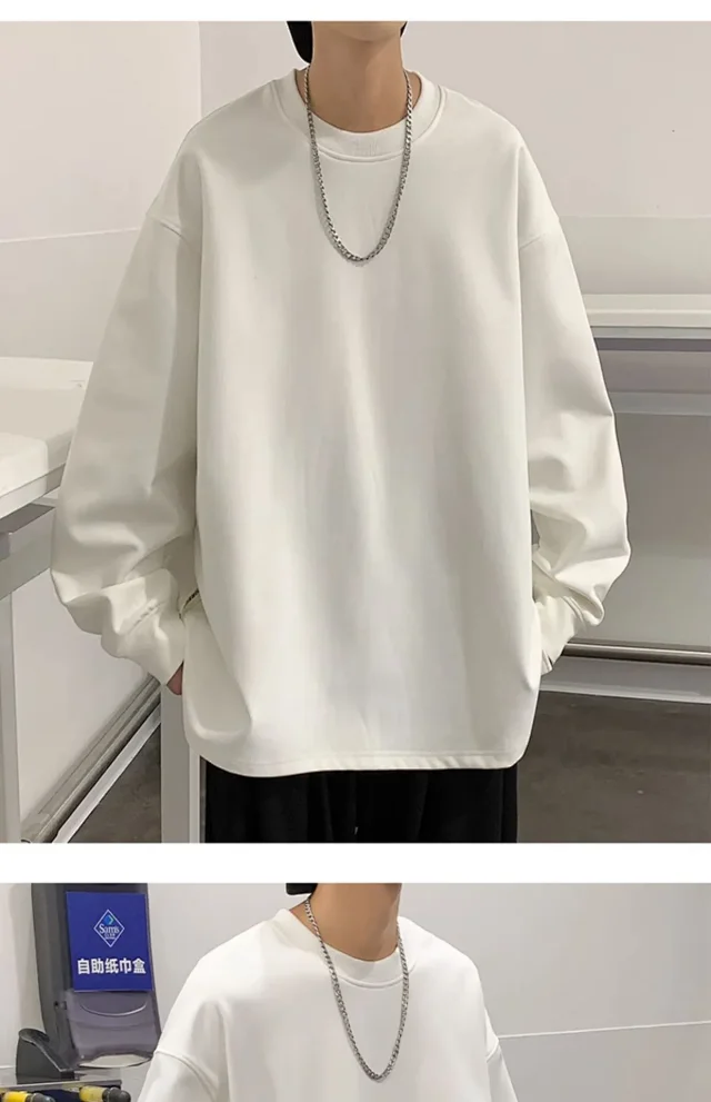 Men's Autumn/Winter Plain Crewneck Sweatshirt Detail