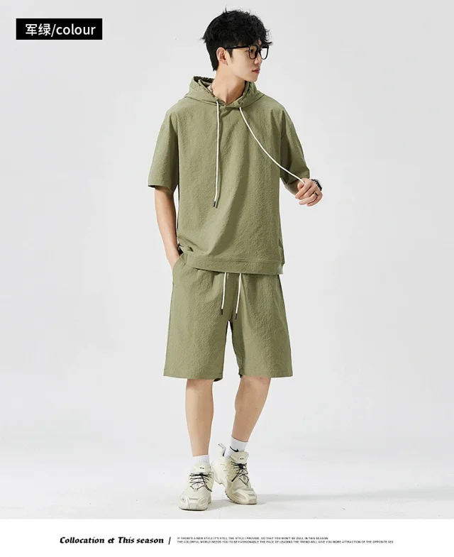Men's Summer Hoodie & Shorts Set Detail