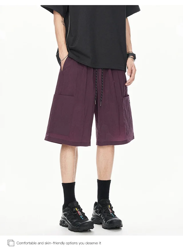 Men's Loose Straight Ice Silk Shorts Detail