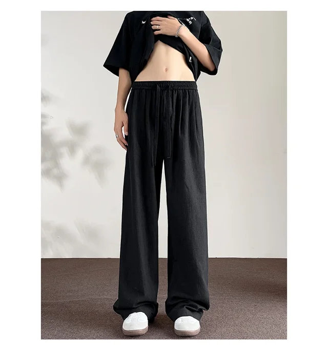 Men's Linen Retro Wide - leg Pants Detail