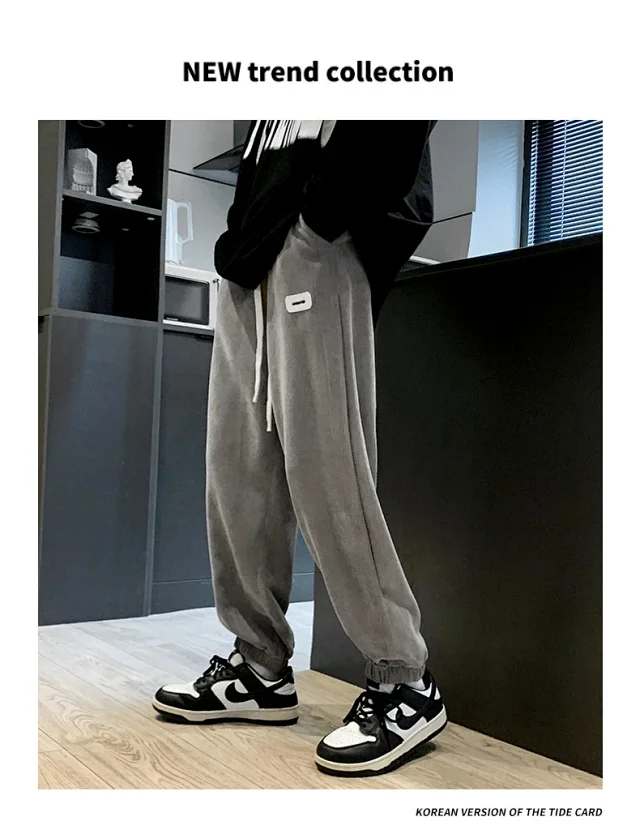 Autumn Mens Retro Loose Tapered Pants Detail
