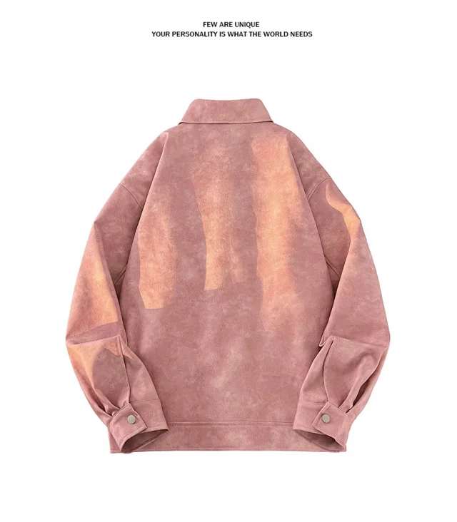2025 Spring Tie-Dye PU Biker Jacket Detail