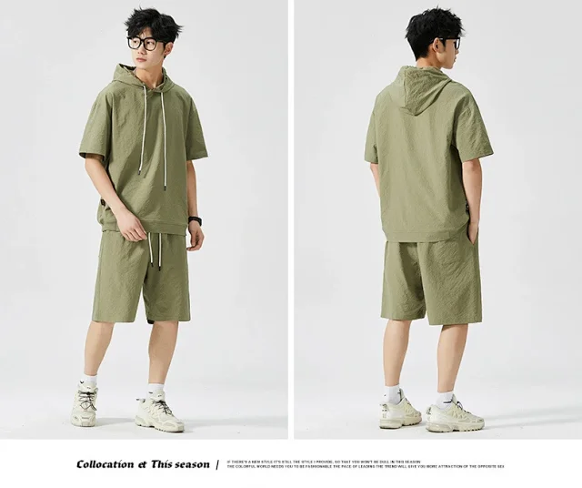 Men's Summer Hoodie & Shorts Set Detail