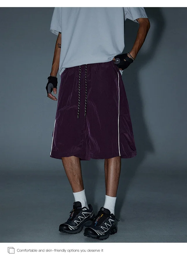 2025 Summer Men's Loose Reflective Shorts Detail
