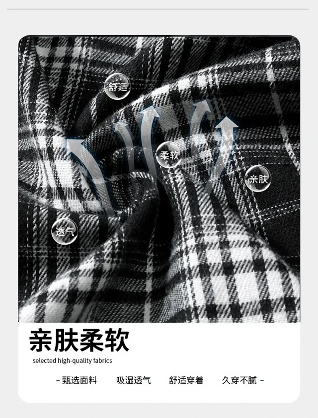 Autumn/Winter New Loose Hong Kong Style Plaid Shirt Detail