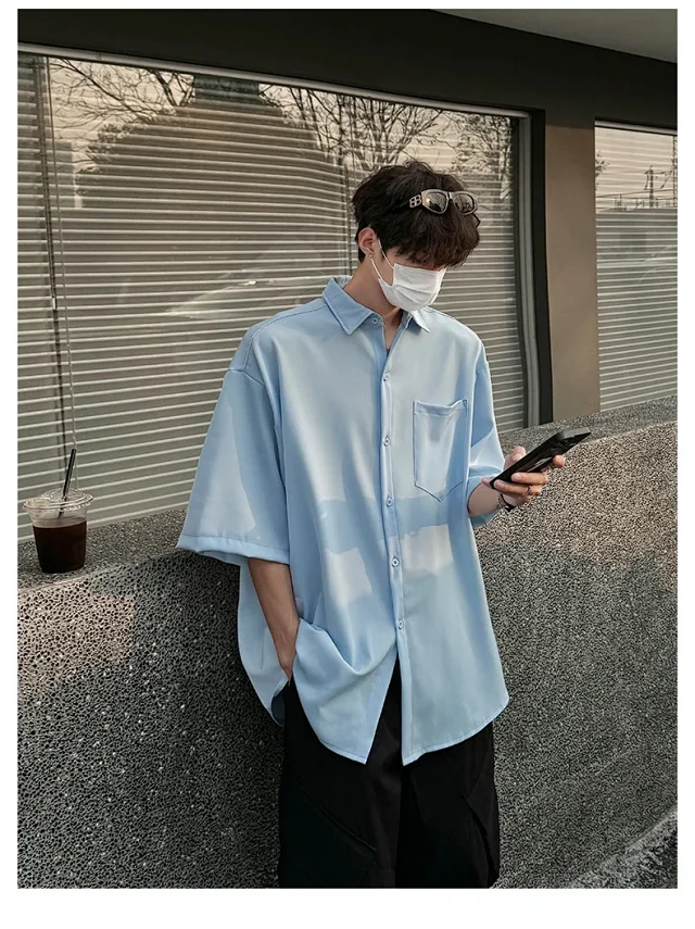 New Solid Ice Silk Shirt Coat Detail
