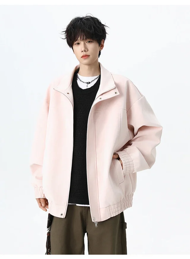 Retro PU Leather Jacket for Couples Detail