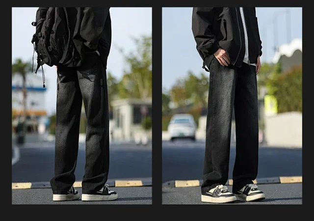 NASA Men's Spring/Fall Washed Straight Jeans (Unisex) Detail