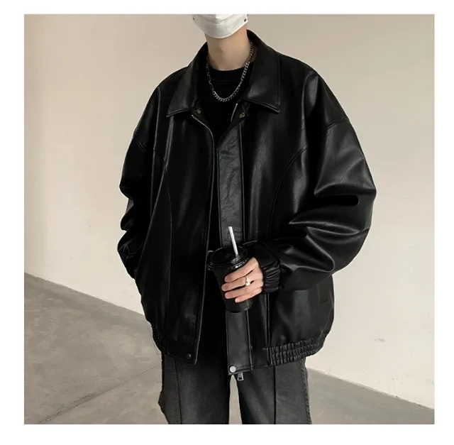 2025 Spring/Fall Men's PU Leather Jacket Detail