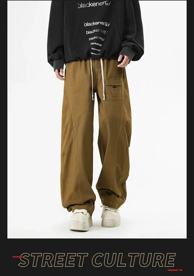 NASA Japanese Trendy Men's Cotton Cargo Pants Detail