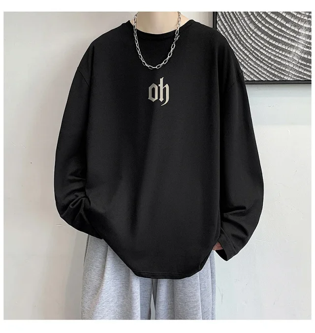 Autumn New Hong Kong Style Cotton T-shirt Detail