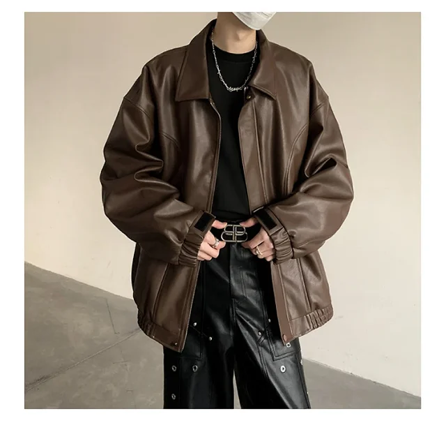 2025 Spring/Fall Men's PU Leather Jacket Detail