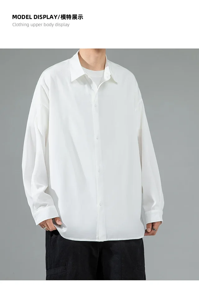 Men's 2025 Autumn Solid Long-sleeve Shirt Detail