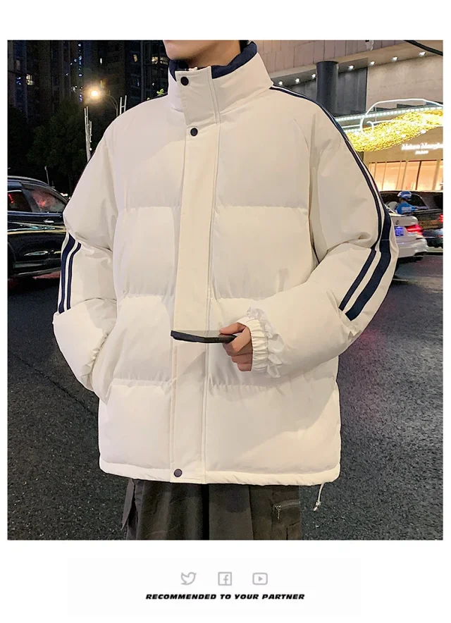 Unisex Three-Stripe Winter Puffer Detail