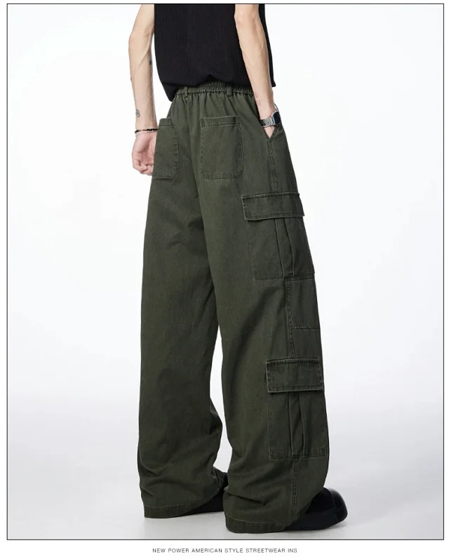 Unisex Retro Cotton Cargo Pants Detail