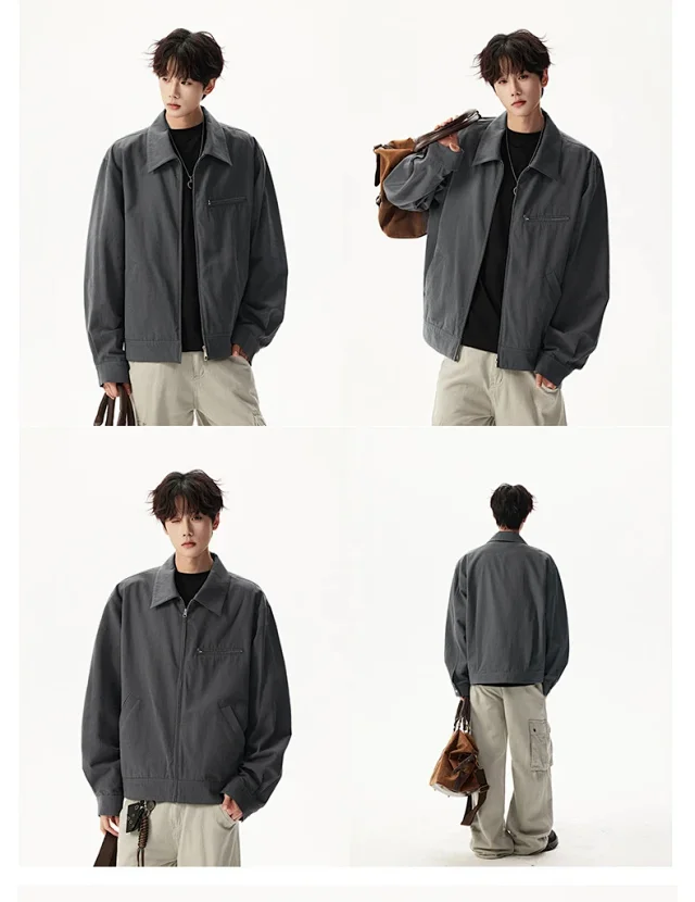 Autumn Lapel Vintage Work Jacket Detail