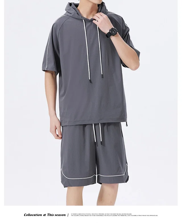 Summer Men's Hoodie & Shorts Set Detail