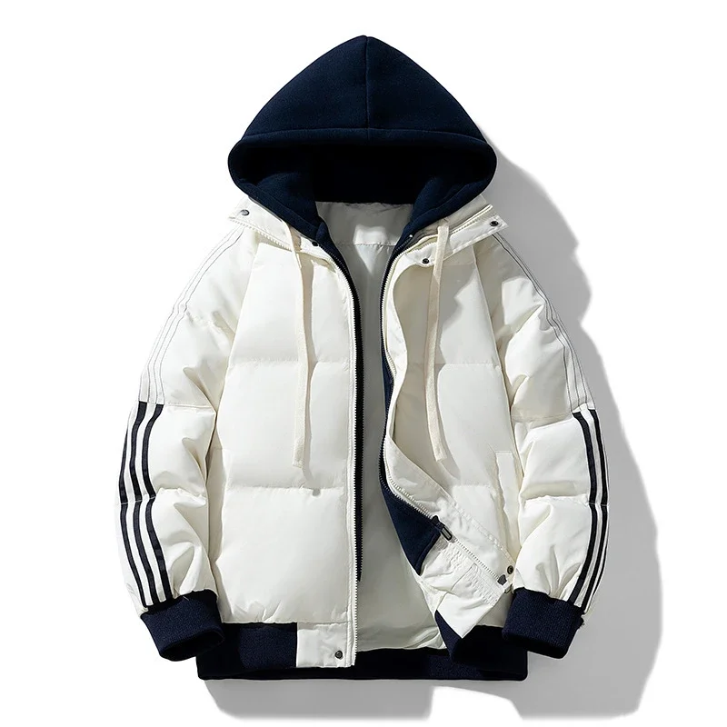 Unisex Loose Winter Hooded Puffer (Faux 2-in-1)