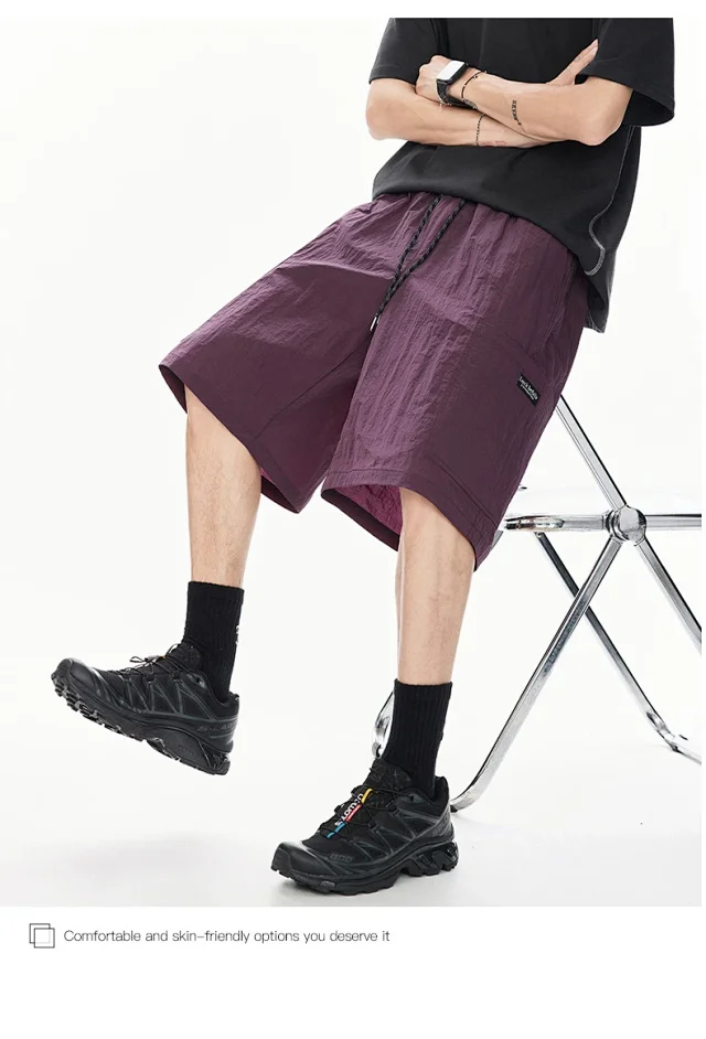 Men's Loose Straight Ice Silk Shorts Detail