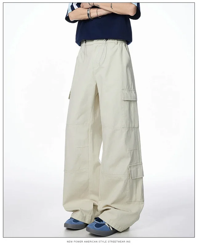 Unisex Retro Cotton Cargo Pants Detail
