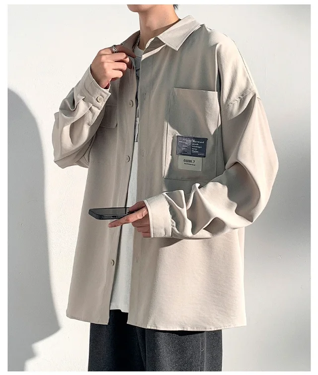 2025 Autumn Hong Kong Style Men's Workwear Shirt Detail