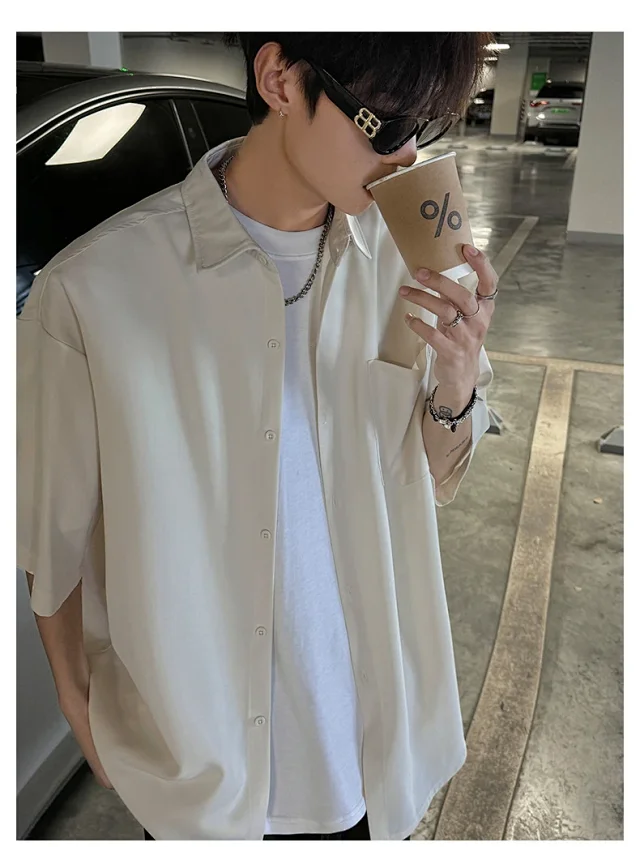 New Solid Ice Silk Shirt Coat Detail