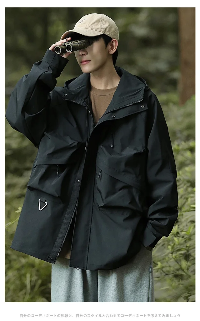 Solid Outdoor Windproof Waterproof Hooded Jacket Detail