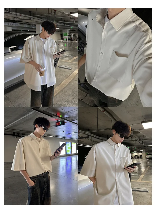 New Solid Ice Silk Shirt Coat Detail
