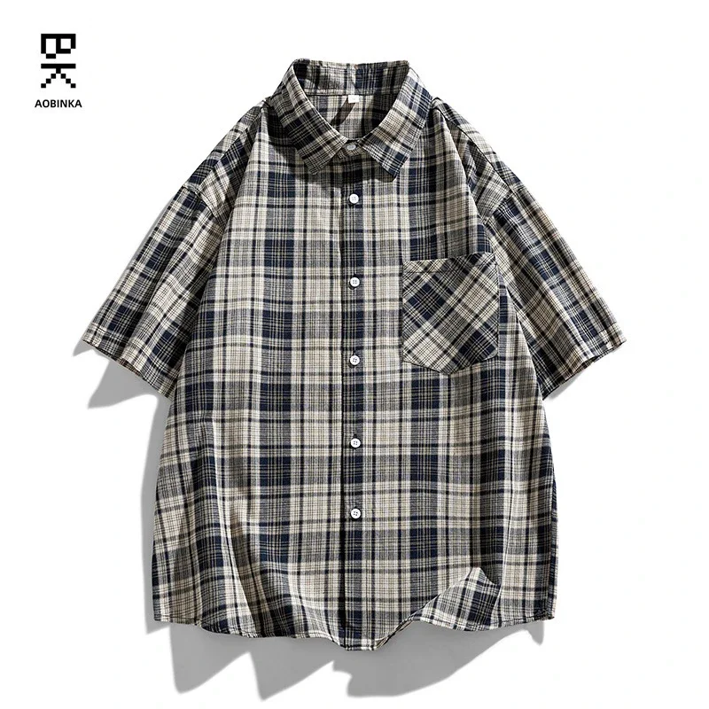 Retro Checkered Couple's Short-sleeve Shirt