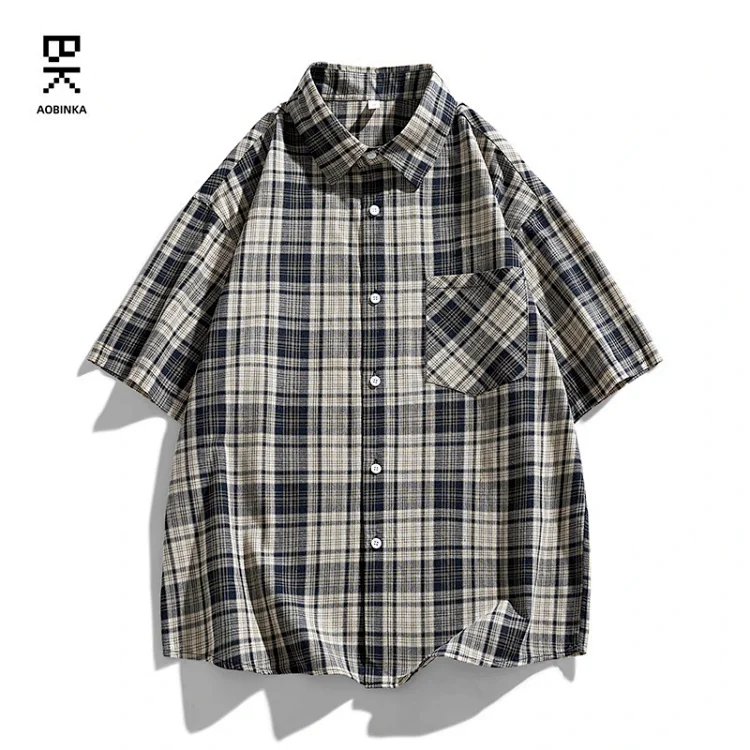 Retro Checkered Couple's Short-sleeve Shirt