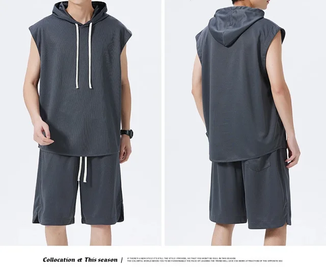 Men's Summer Ice Silk Sportswear Set Detail