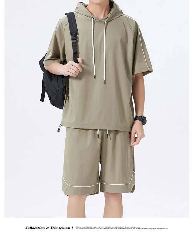 Summer Men's Hoodie & Shorts Set Detail
