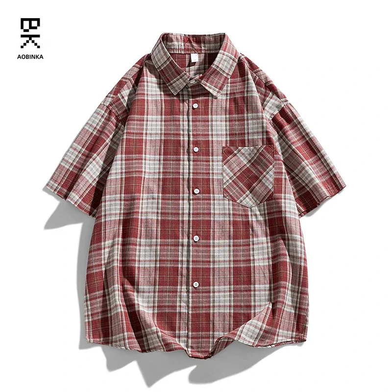 Retro Checkered Couple's Short-sleeve Shirt