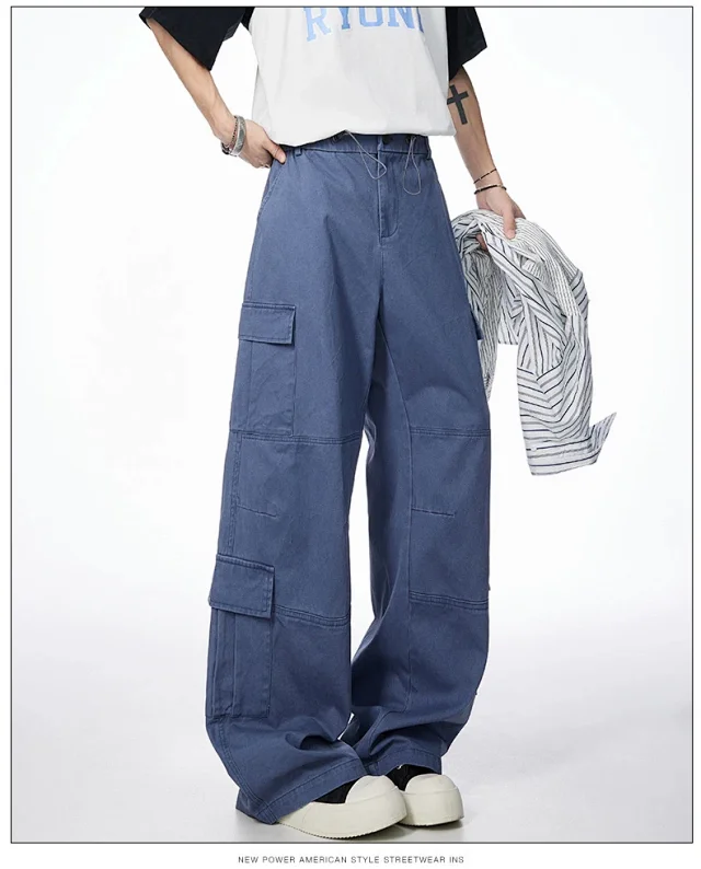 Unisex Retro Cotton Cargo Pants Detail